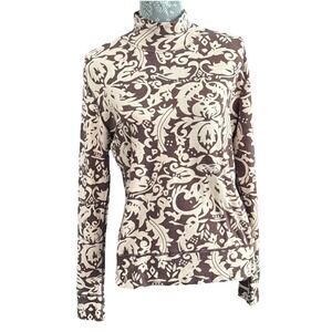 Women’s Brown and Cream Patterned V-Neck Sweater